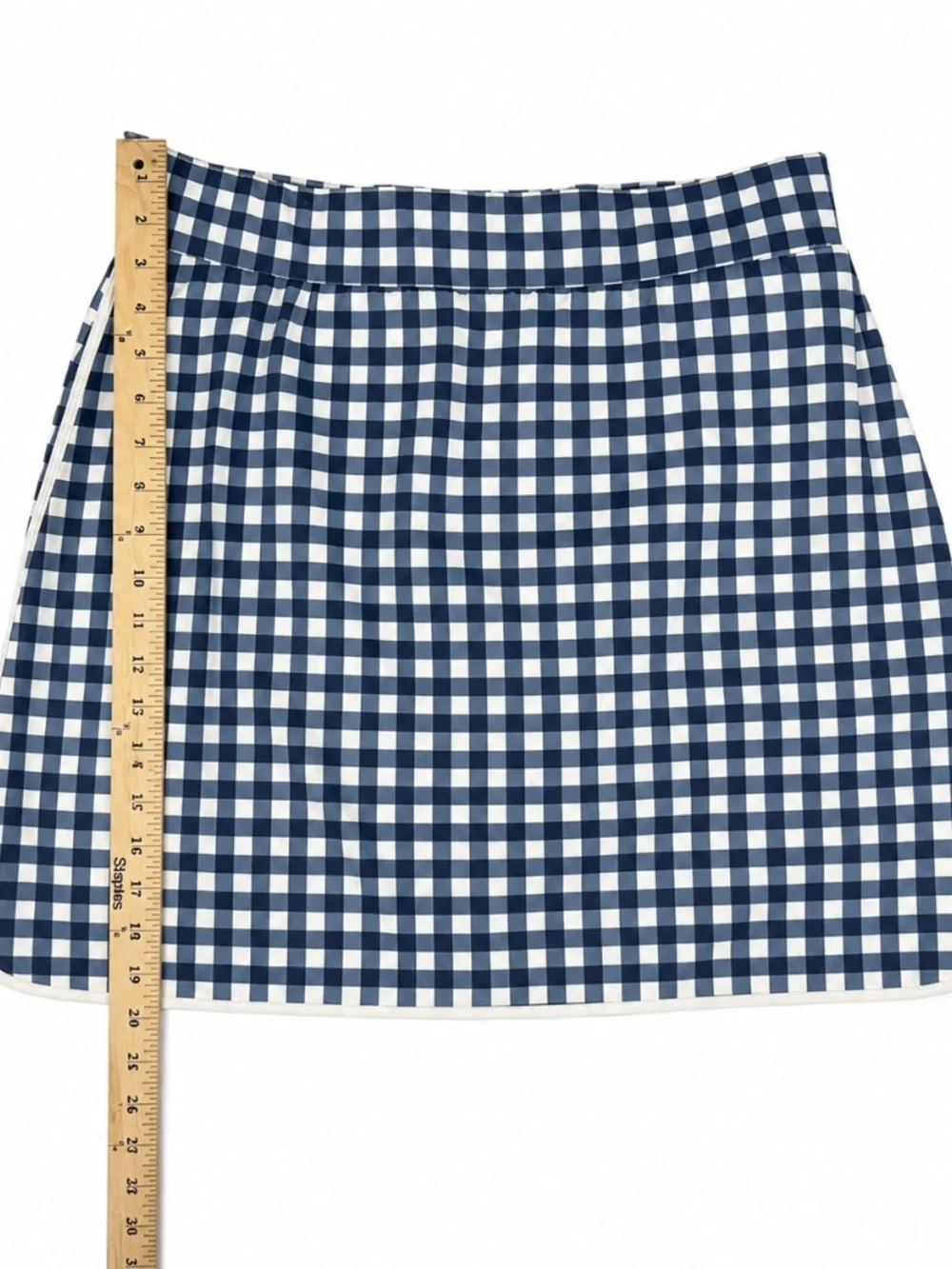 J. Crew Gingham Skirt Womens Size S Small Blue White Grid A-Line Casual Preppy - Picture 3 of 5